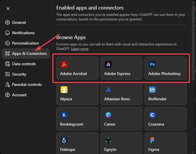 Add Photoshop To Chatgpt In Settings