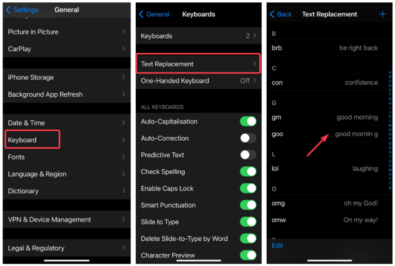 Adjust Text Replacement
