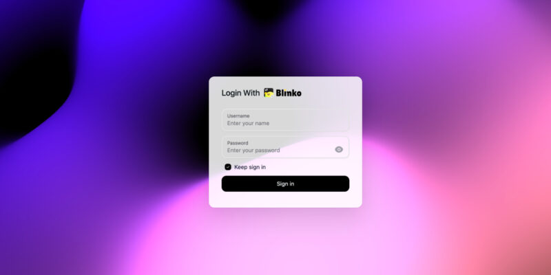 Screenshot showing Blinko Login Page