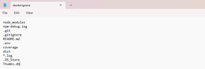 Configure Docker ignore file