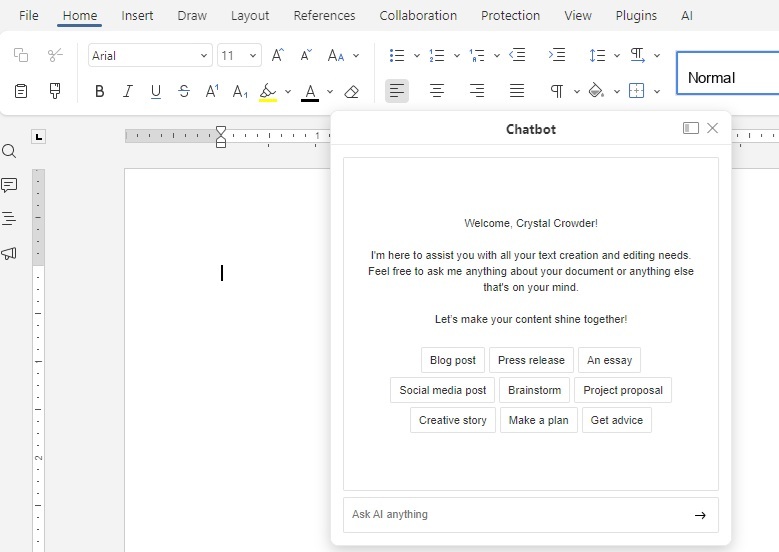 Chatting with the AI chatbot. 