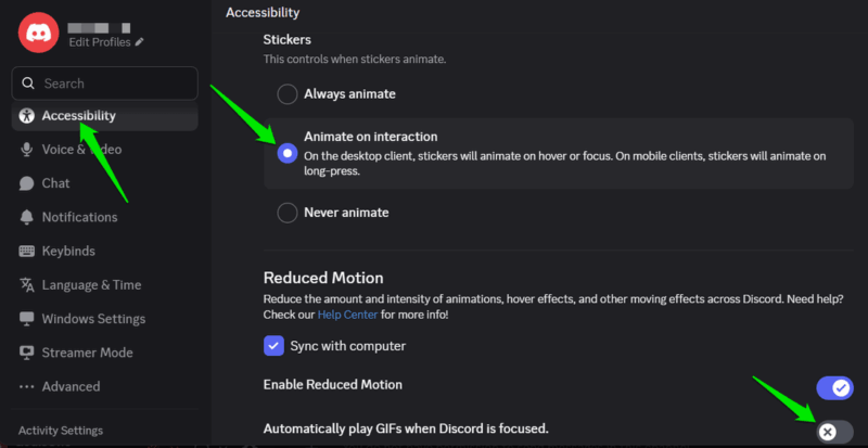 Disabling Animations for Stickers and GIFs in Discord