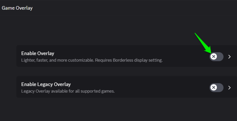 In-game overlays option of Discord