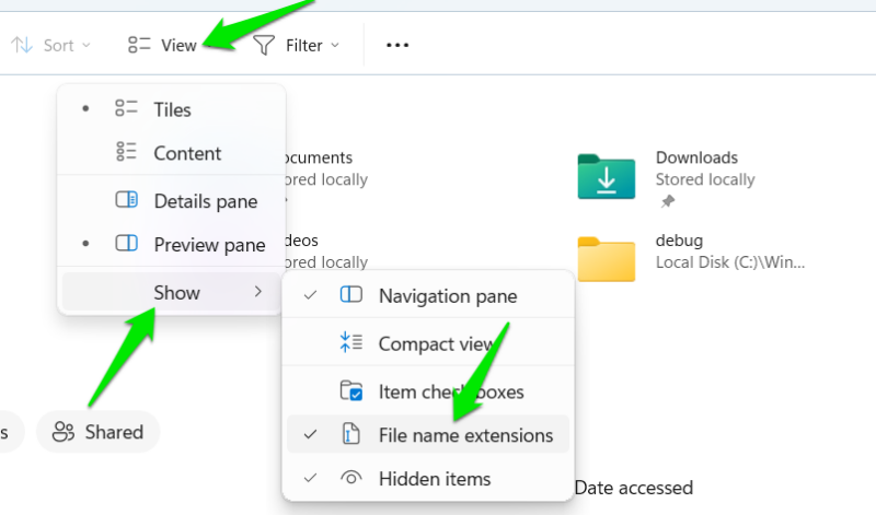 Enabling File Extensions File Explorer