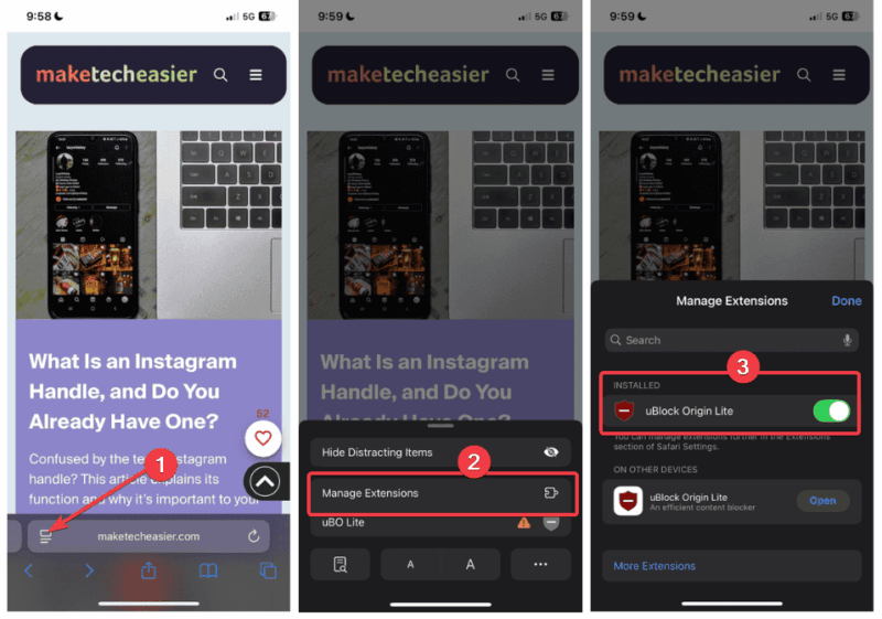 Enable Ublock Origin Lite In Safari Manage Extension