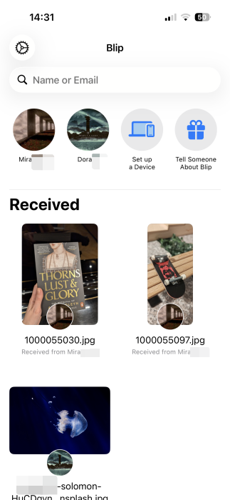 Viewing Received files in Blip on iPhone. 
