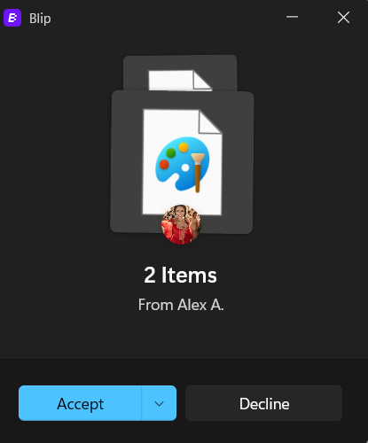 Someone trying to send files on Blip on PC. 