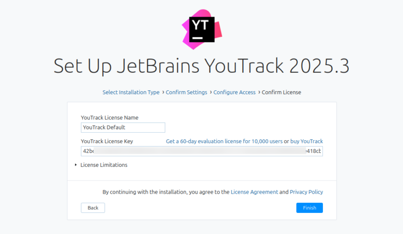 Finalize Youtrack Setup