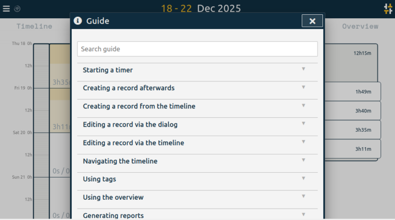 Getting Help Timetagger