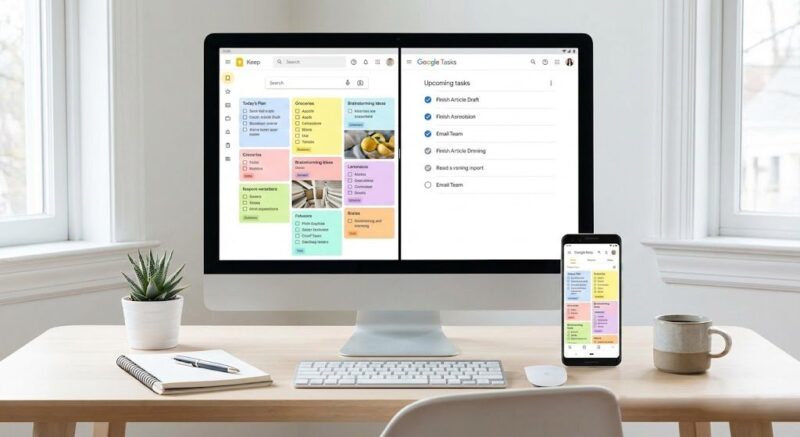 Google Keep And Google Tasks Split Screen Productivity