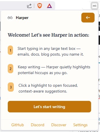 Harper Chrome extension.