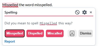 Warning from Harper about misspelled.