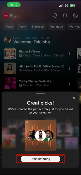 Iphone Youtube Music Start Listening