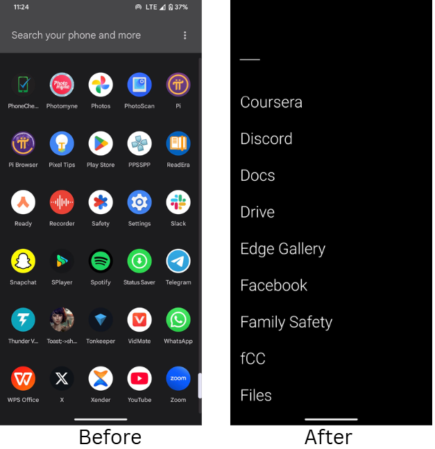 Less Cluttered App Menu