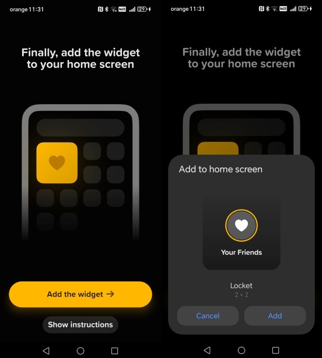 Adding Locket widget on your phone's lock screen. 
