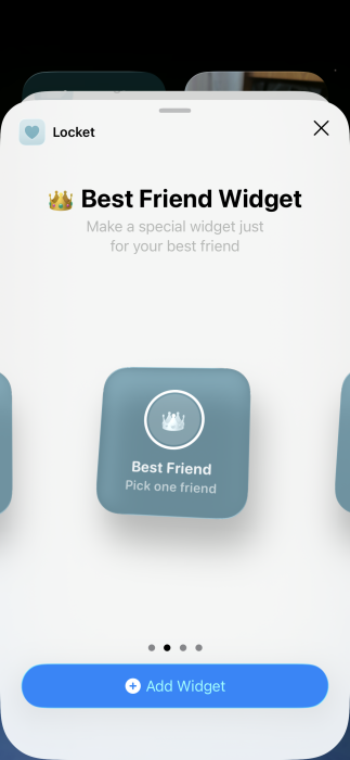 Selecting widget type
 for Locket on iPhone. 
