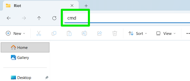 Cmd written in File Explorer address bar