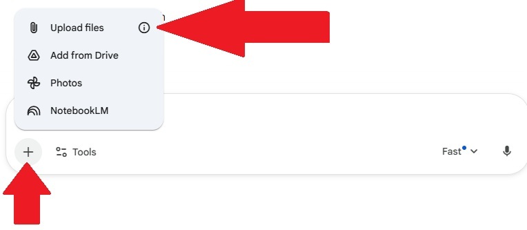 Uploading a video clip on Gemini.