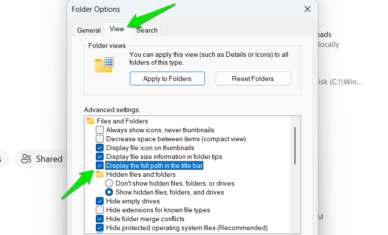 Show Address Full Path option in Folder Options