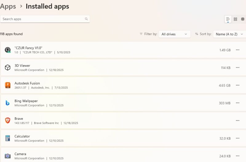 Viewing installed apps.