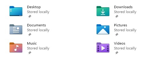 Common folders in Windows.