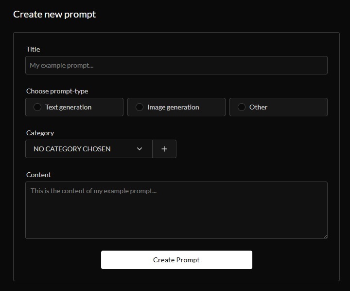 Creating an AI prompt in MyPrompts