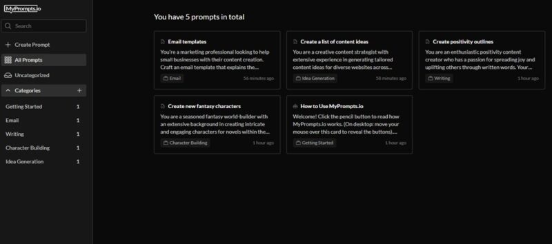 Setting up new categories and prompts.