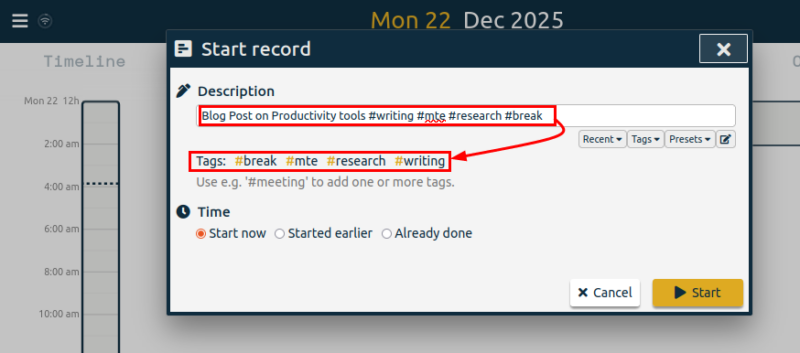 Tag Based Recording Timetagger