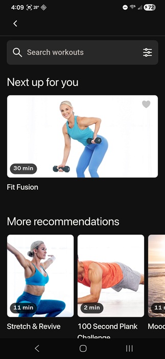 Free workouts from FitOn.