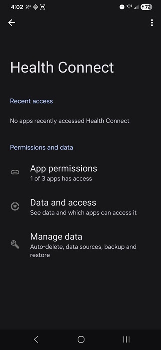 Health Connect on Android.