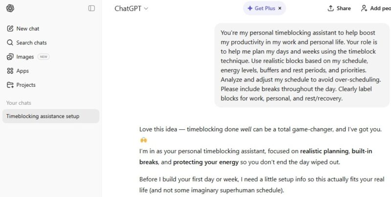 Turn Chatgpt Into The Ultimate Timeblocking Tool Core