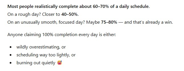 Realistic timeblocking response from ChatGPT