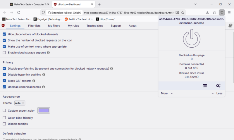 Ublock Origin Builtin Dashboard