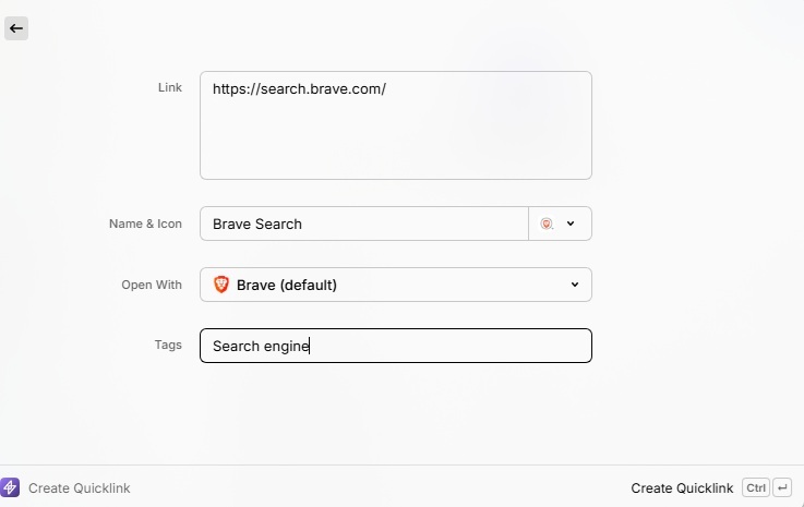 Add a quicklink in Raycast.