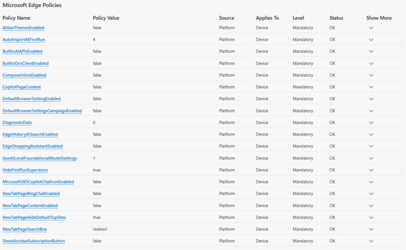 List Of Microsoft Edge Policies