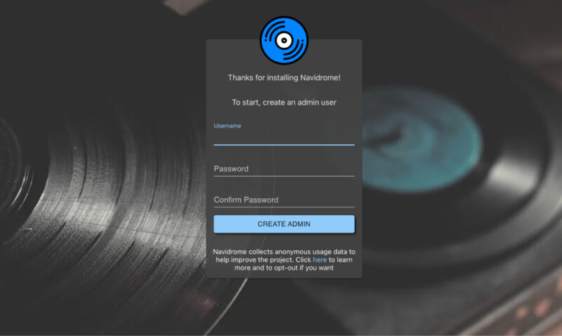 Navidrome login page