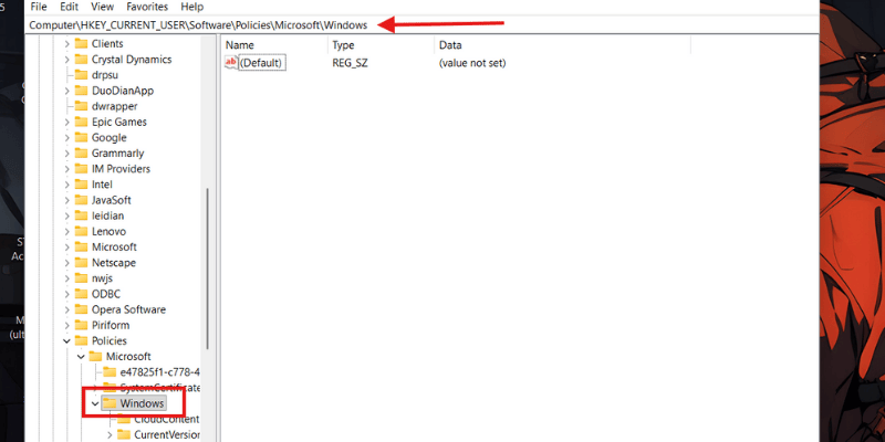Windows Regedit Address Bar
