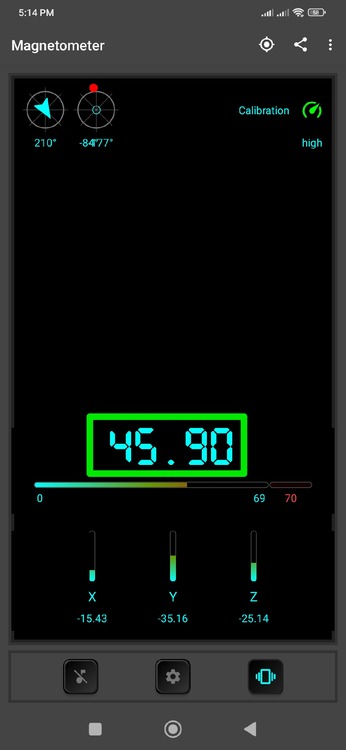 Base Reading in Magnetometer app