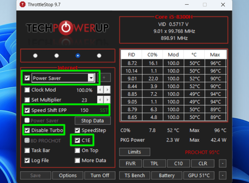 Battery Saver Profile in Throttlestop