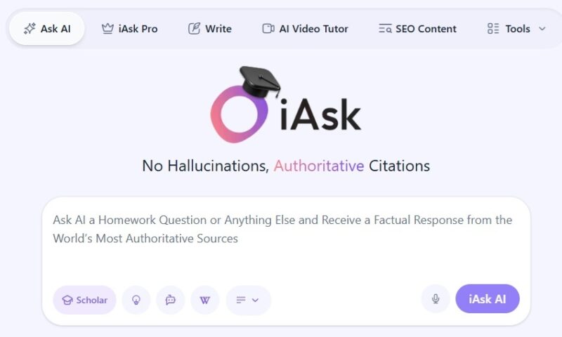 Starting a chat with iAsk.