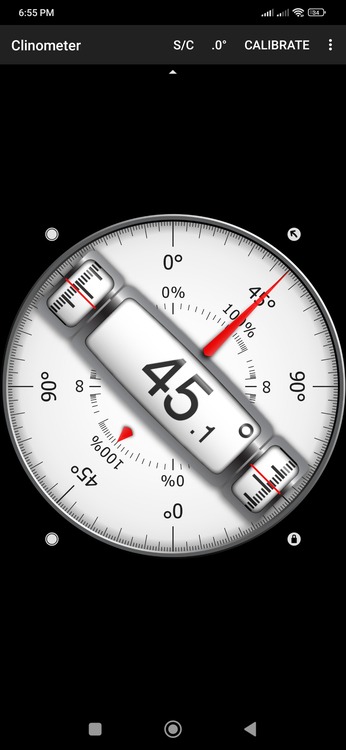 Clinometer on 45 degree