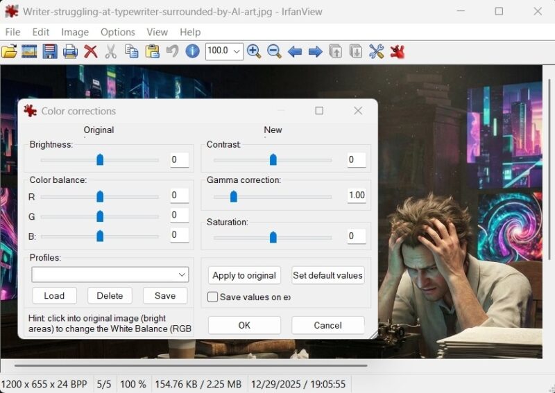 Color Correction Adjustment Menu In Irfanview