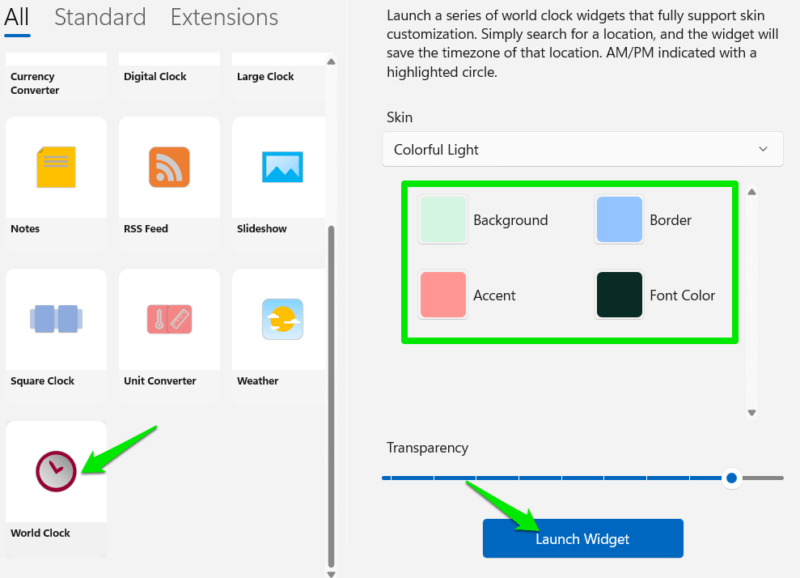 Customizing World Clock in Widget Launcher