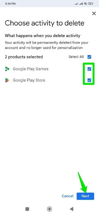 Delete All Play Store Activity