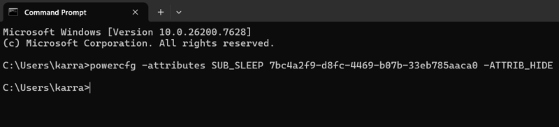 Enabling Unattended Sleep Timeout using CMD
