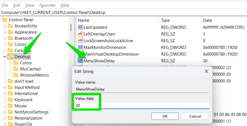 MenuShowDelay being set to 20 in the Registry