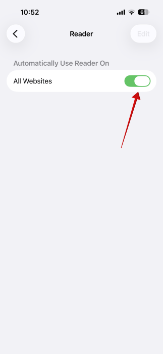 Force Reader Mode Safari All Websites