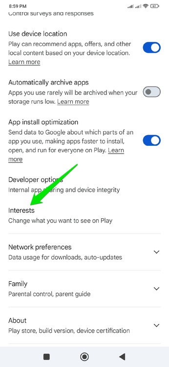 Google Play Store Interests