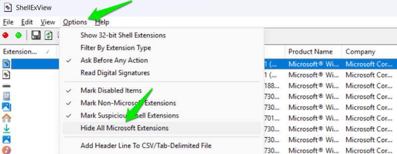 Hiding Microsoft Extensions in ShellExView