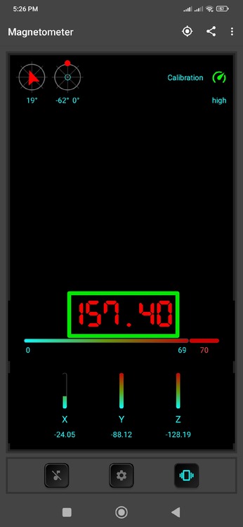High Reading in Magnetometer app